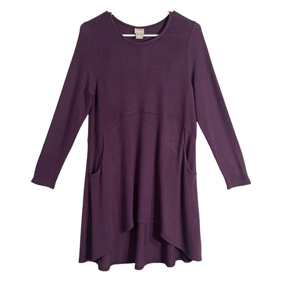 Chicos Top Womens Size MP Purple Oversized Pullover Long Sleeve Tunic Lightweigh - Picture 1 of 8
